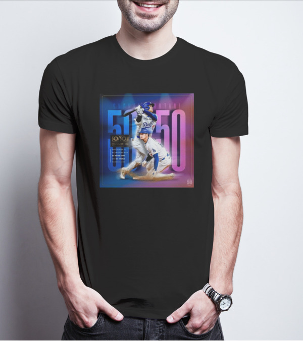 Shohei Ohtani Dodgers MLB 50 Home Runs 50 Stolen Bases Season Milestone T-Shirt