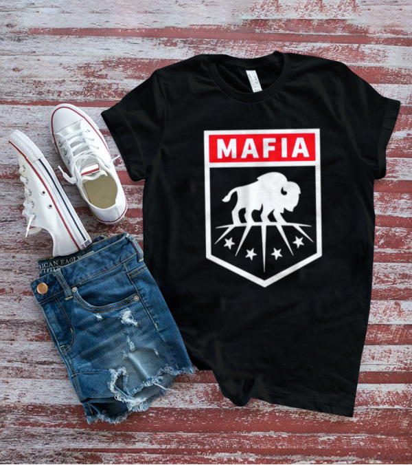 Buffalo Bills Mafia Shield Red White Buffalo Stars T-Shirt