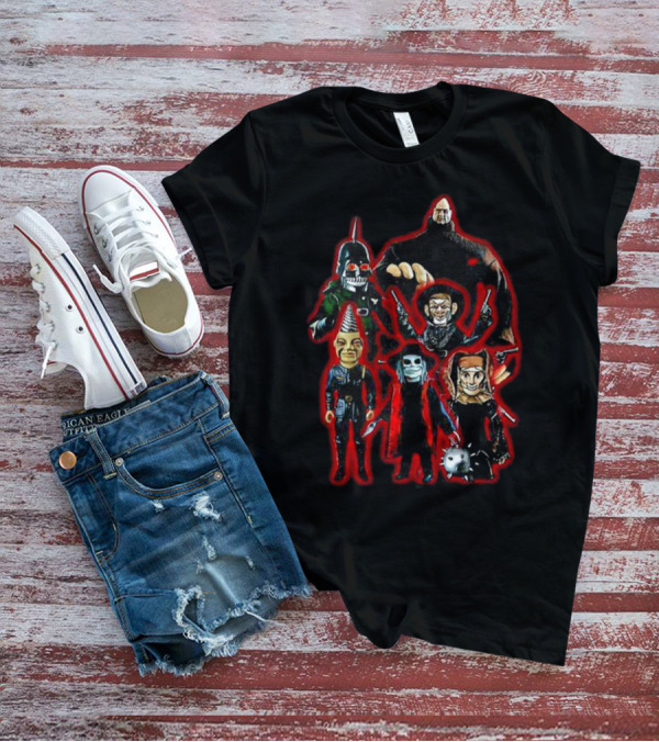 Puppet Master Horror Movie Characters 80s Blade Pin Head Torch Jester Drill T-Shirt