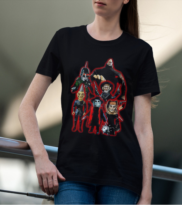 Puppet Master Horror Movie Characters 80s Blade Pin Head Torch Jester Drill T-Shirt