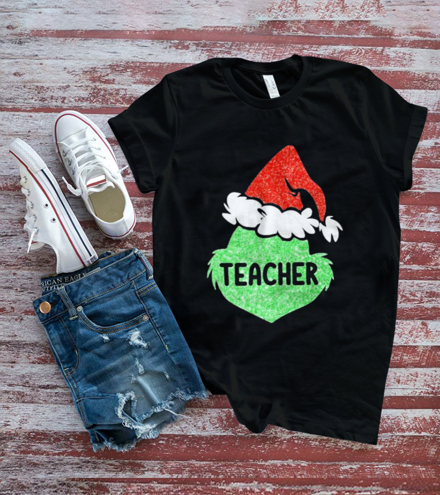 Santa Grinch Hat Teacher Christmas Holiday T-Shirt
