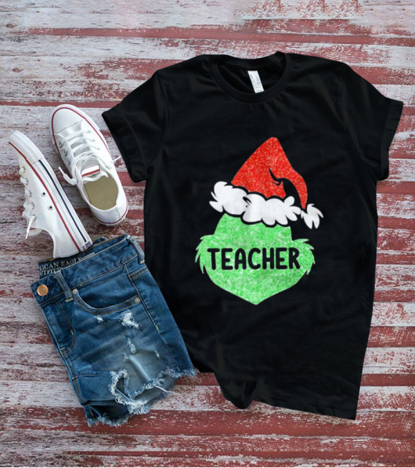 Santa Grinch Hat Teacher Christmas Holiday T-Shirt