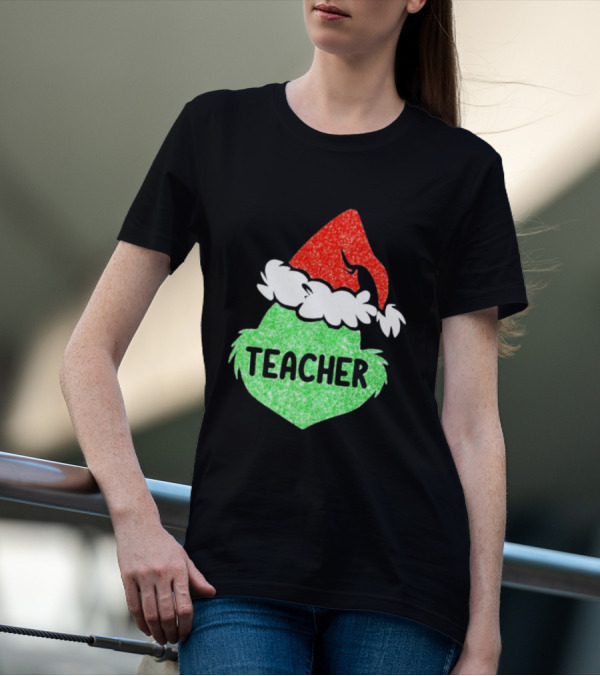 Santa Grinch Hat Teacher Christmas Holiday T-Shirt