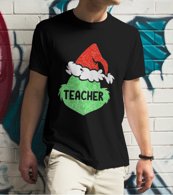 Santa Grinch Hat Teacher Christmas Holiday T-Shirt
