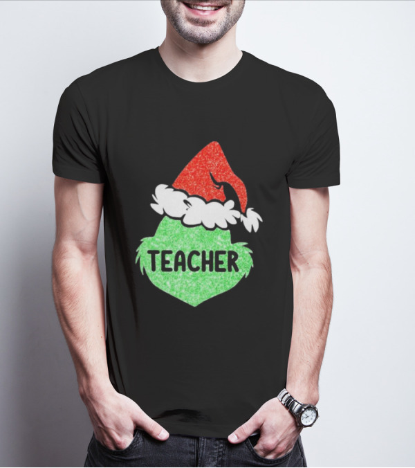 Santa Grinch Hat Teacher Christmas Holiday T-Shirt