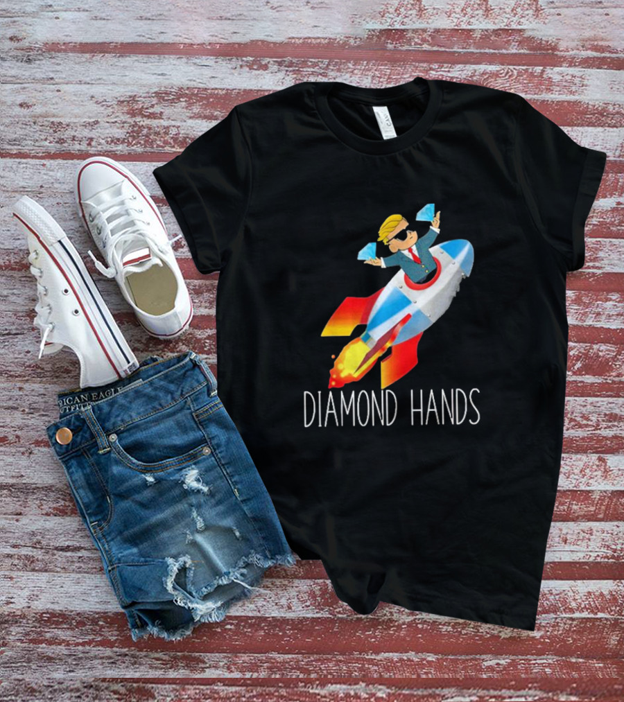 WallStreetBets WSB Diamond Hands Rocket Ship To The Moon T-Shirt