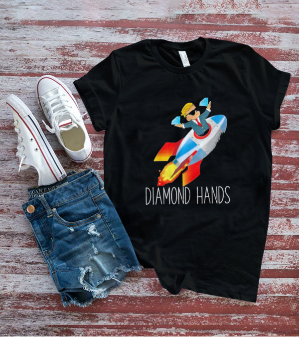 WallStreetBets WSB Diamond Hands Rocket Ship To The Moon T-Shirt