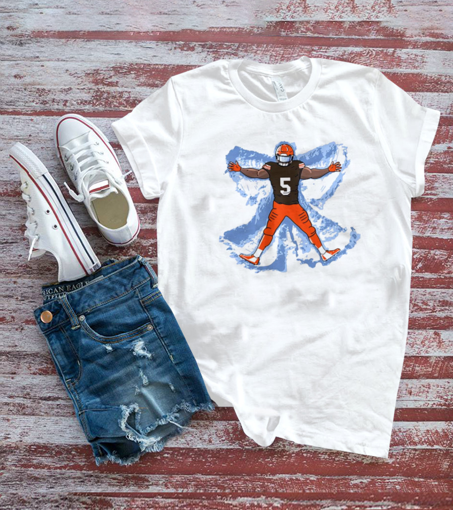 Cleveland Browns Jameis Winston Number 5 Snow Angel Dub T-Shirt
