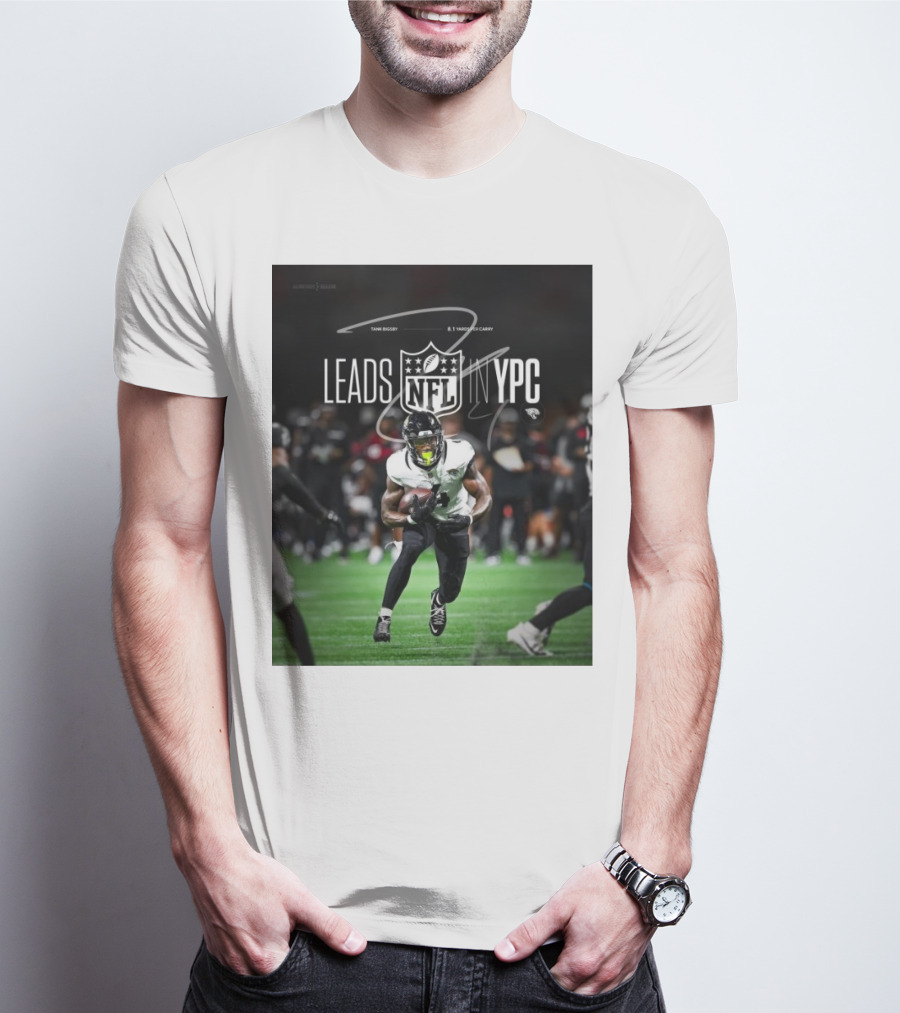 Tank Bigsby Jacksonville Jaguars NFL Leads YPC Signature Football Action T-Shirt