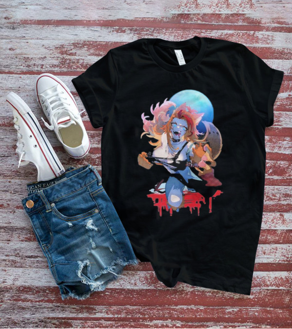 Buffpup Bloody Howl Werewolf Moon Guitar Blood Red T-Shirt