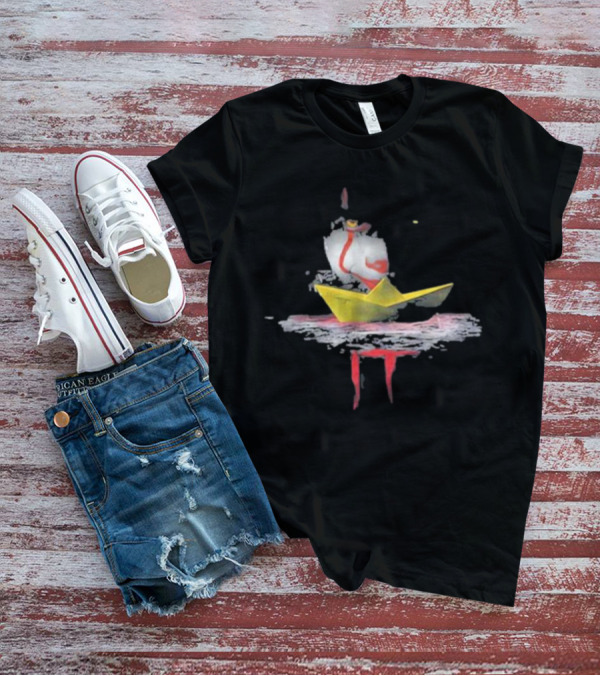 Pennywise Red Balloon Paper Boat Horror Reflection T-Shirt