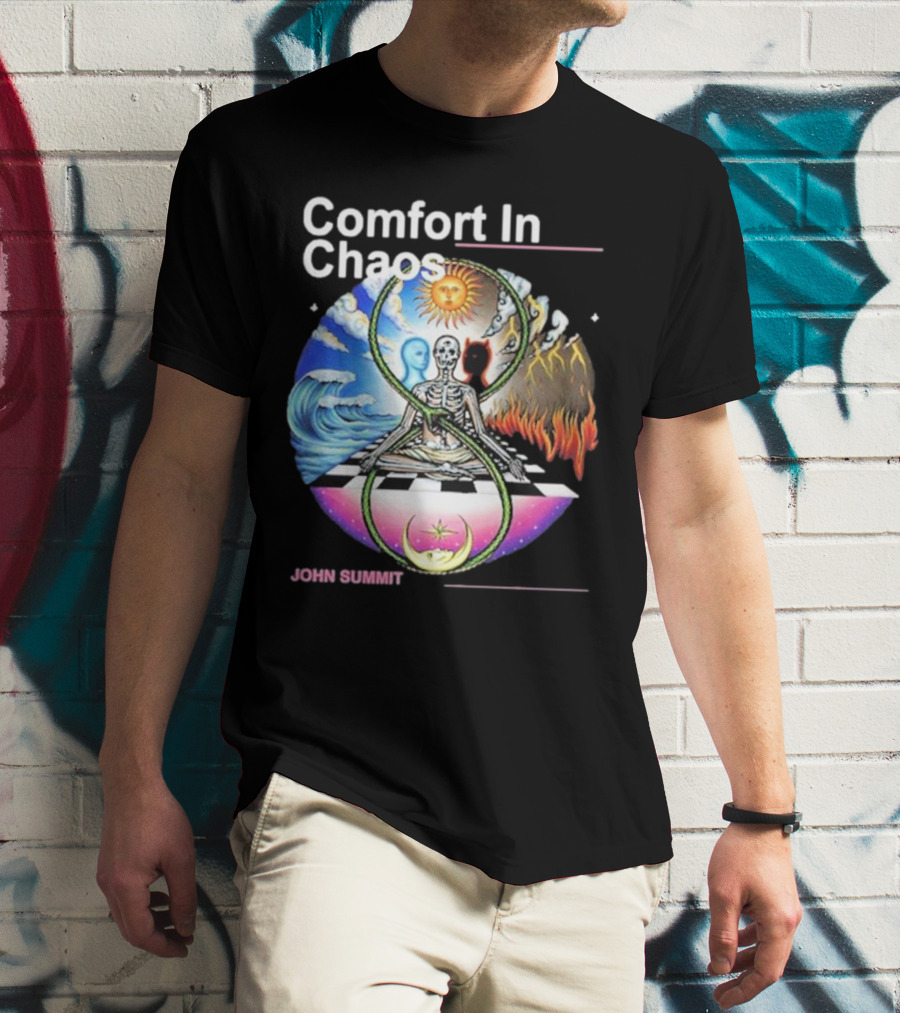 Comfort In Chaos John Summit The Good And The Evil Sun Moon Skeleton T-Shirt