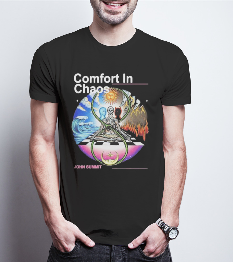Comfort In Chaos John Summit The Good And The Evil Sun Moon Skeleton T-Shirt