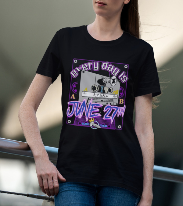 Every Day Is June 27th RIP Screw 07.20.71 11.16.00 Cassette Tape T-Shirt