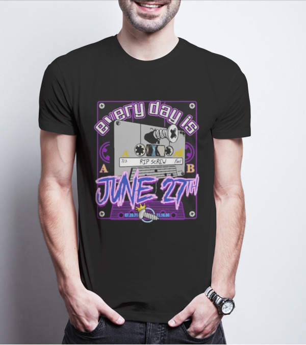 Every Day Is June 27th RIP Screw 07.20.71 11.16.00 Cassette Tape T-Shirt