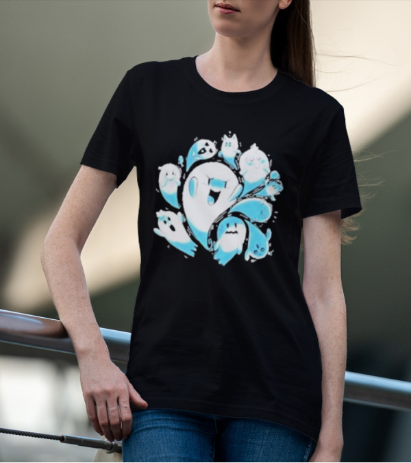 Ghostly Gathering Alexandra Sketch Spooky Blue Spirits T-Shirt