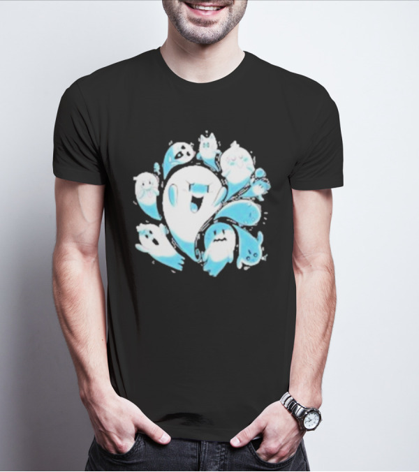 Ghostly Gathering Alexandra Sketch Spooky Blue Spirits T-Shirt