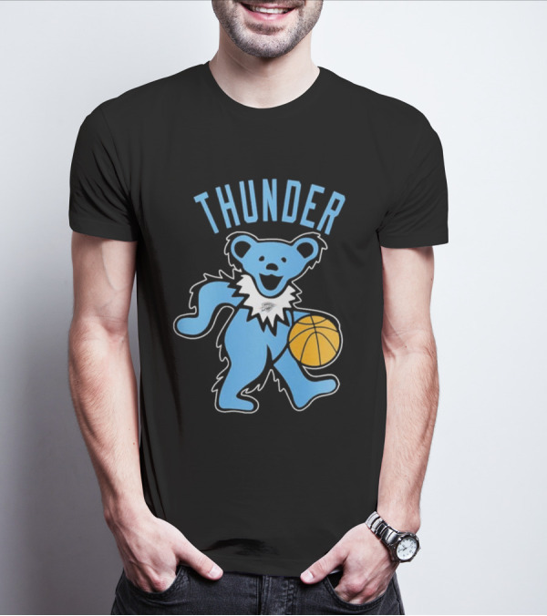 Oklahoma City Thunder Grateful Dead Dancing Bear Basketball T-Shirt