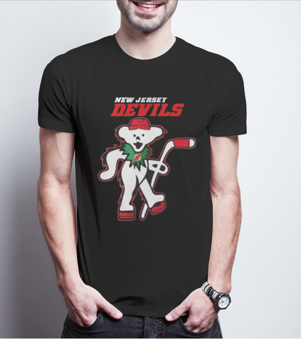 New Jersey Devils Hockey Grateful Dead Bear T-Shirt
