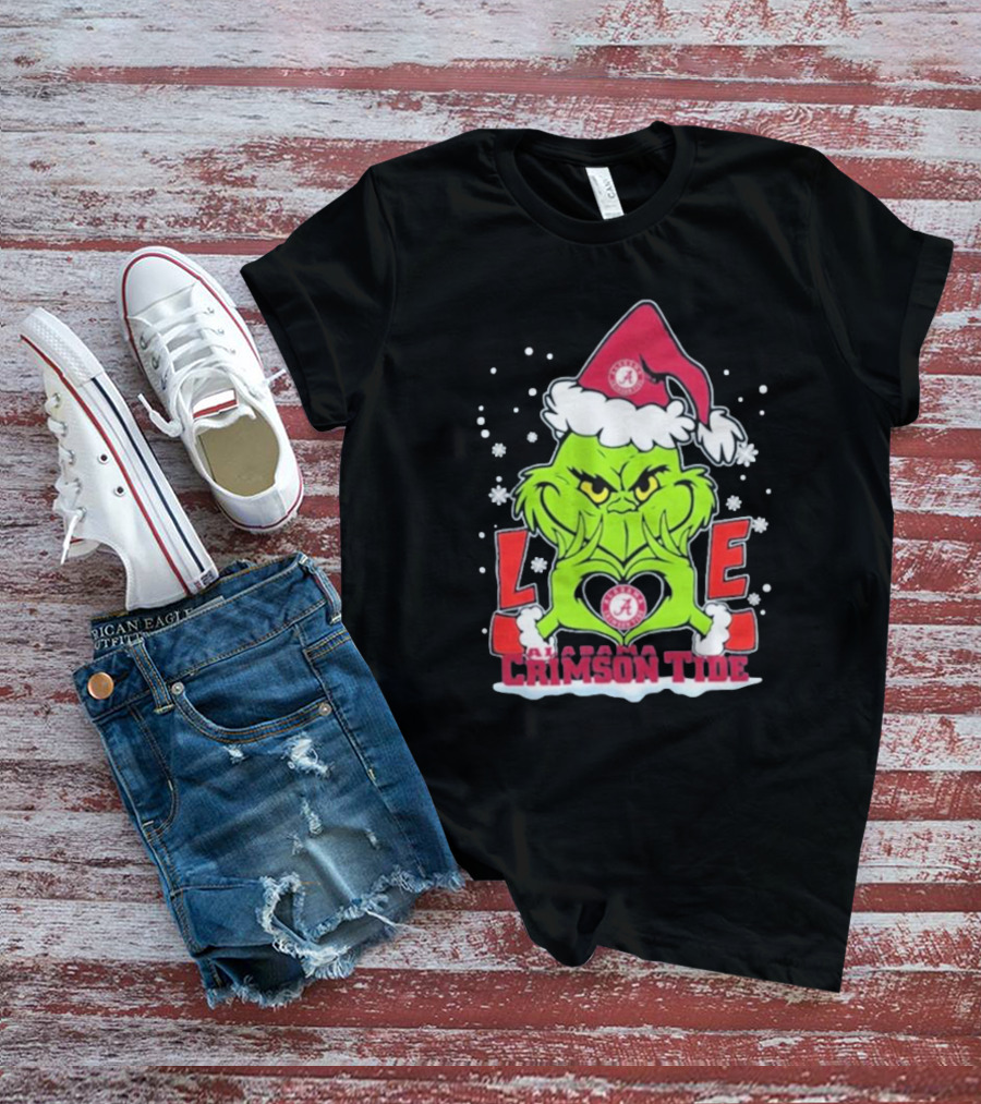 The Grinch Love Crimson Tide Alabama Football Christmas T-Shirt