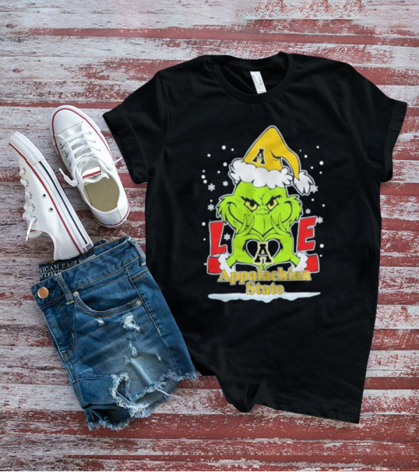 The Grinch Love Appalachian State Christmas Football T-Shirt