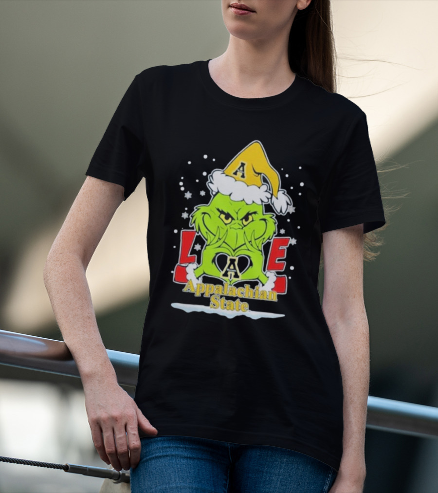 The Grinch Love Appalachian State Christmas Football T-Shirt