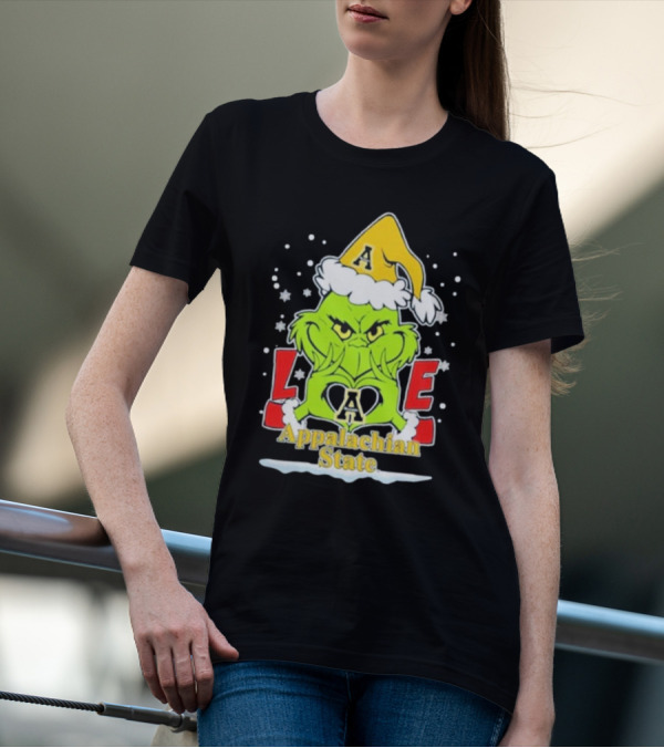 The Grinch Love Appalachian State Christmas Football T-Shirt