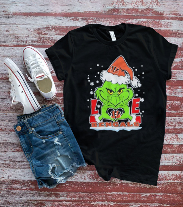 Grinch Love Cincinnati Bengals Christmas Football T-Shirt