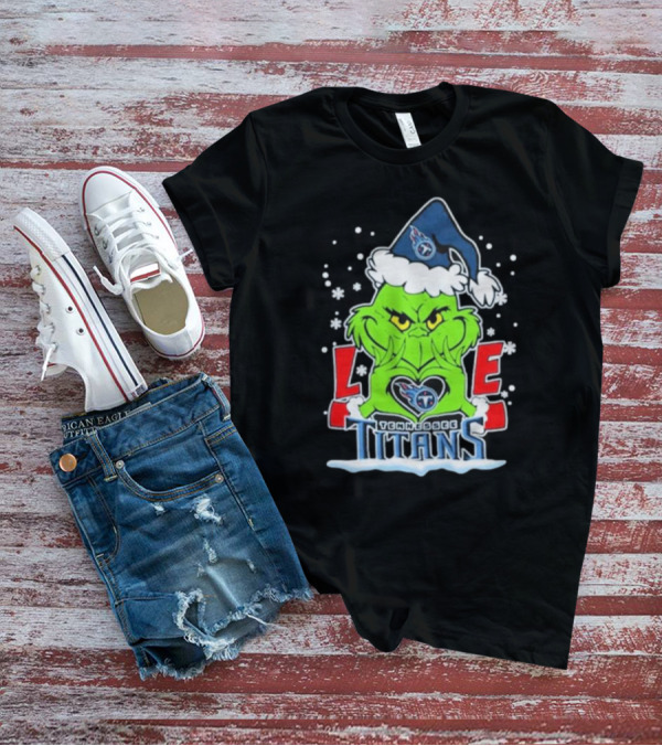 Grinch Love Tennessee Titans Football Christmas T-Shirt