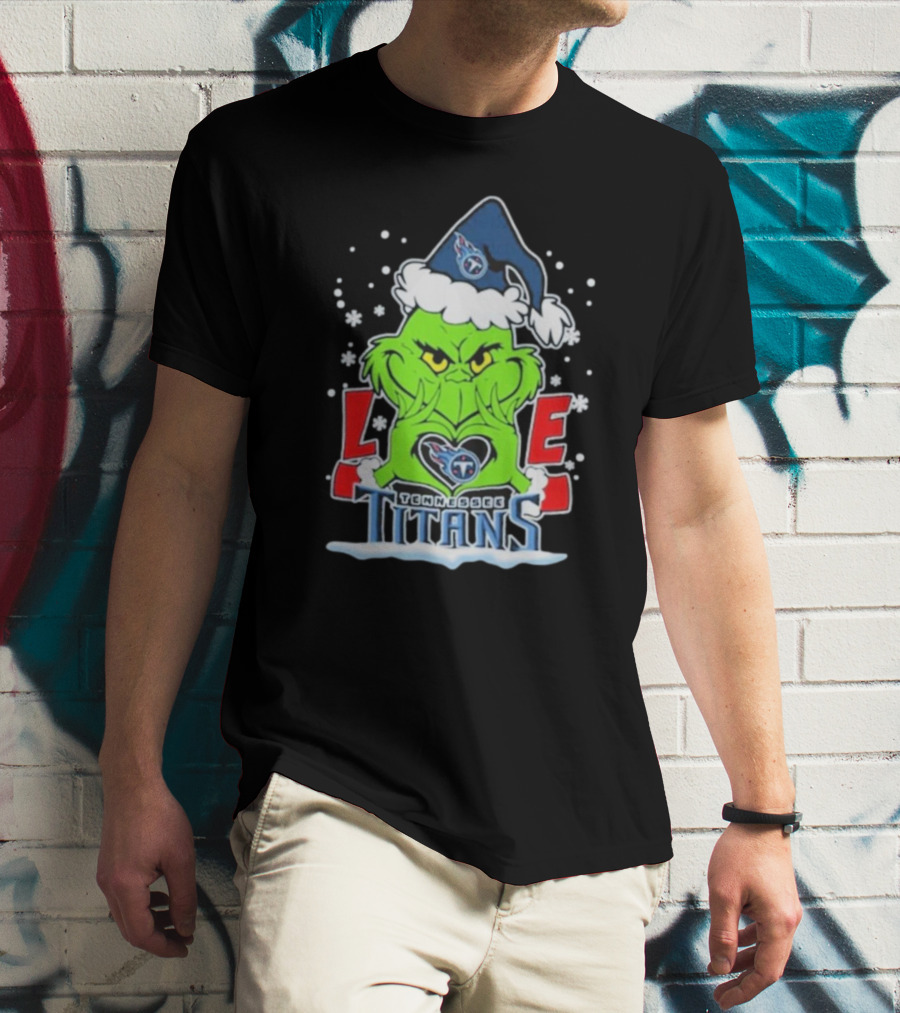Grinch Love Tennessee Titans Football Christmas T-Shirt