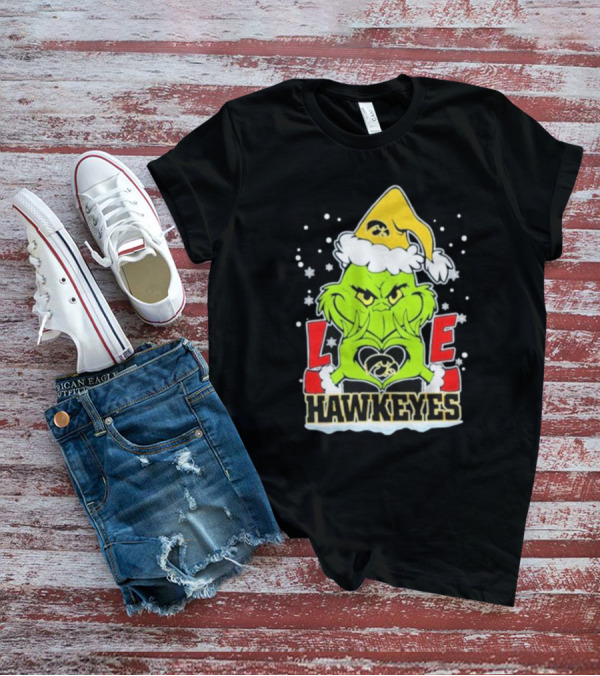 Grinch Love Hawkeyes Christmas Iowa Hawkeyes Football T-Shirt