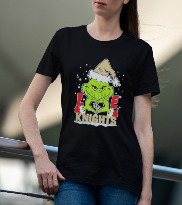 Grinch Love UCF Knights Christmas Football T-Shirt