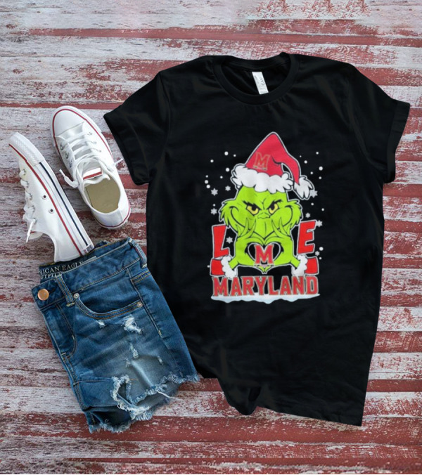 Grinch Love Maryland Terrapins Football Christmas T-Shirt