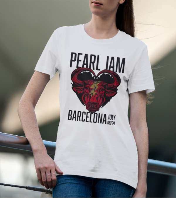 Pearl Jam Barcelona July 08/24 Bull Artwork Concert Event T-Shirt