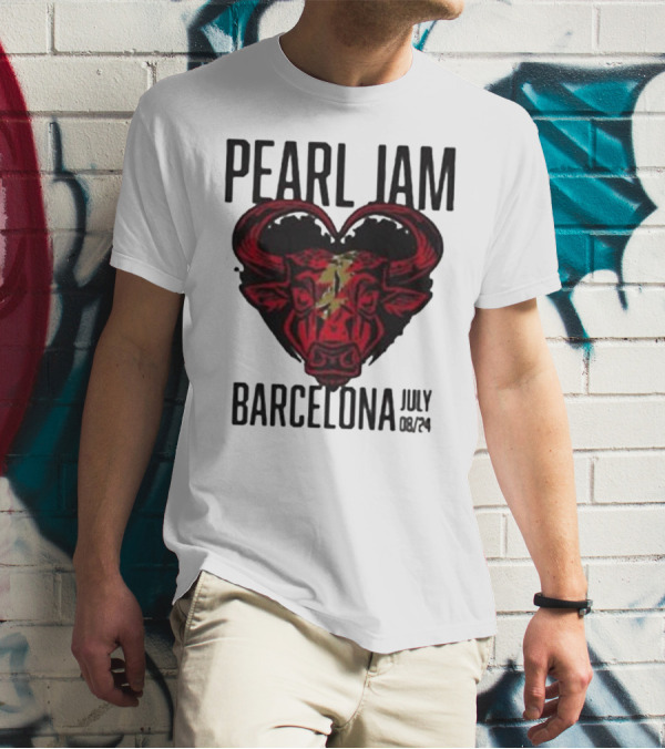 Pearl Jam Barcelona July 08/24 Bull Artwork Concert Event T-Shirt