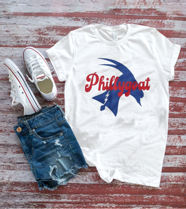 Phillygoat Red Script With Blue Goat And Lightning Bolt Elements T-Shirt