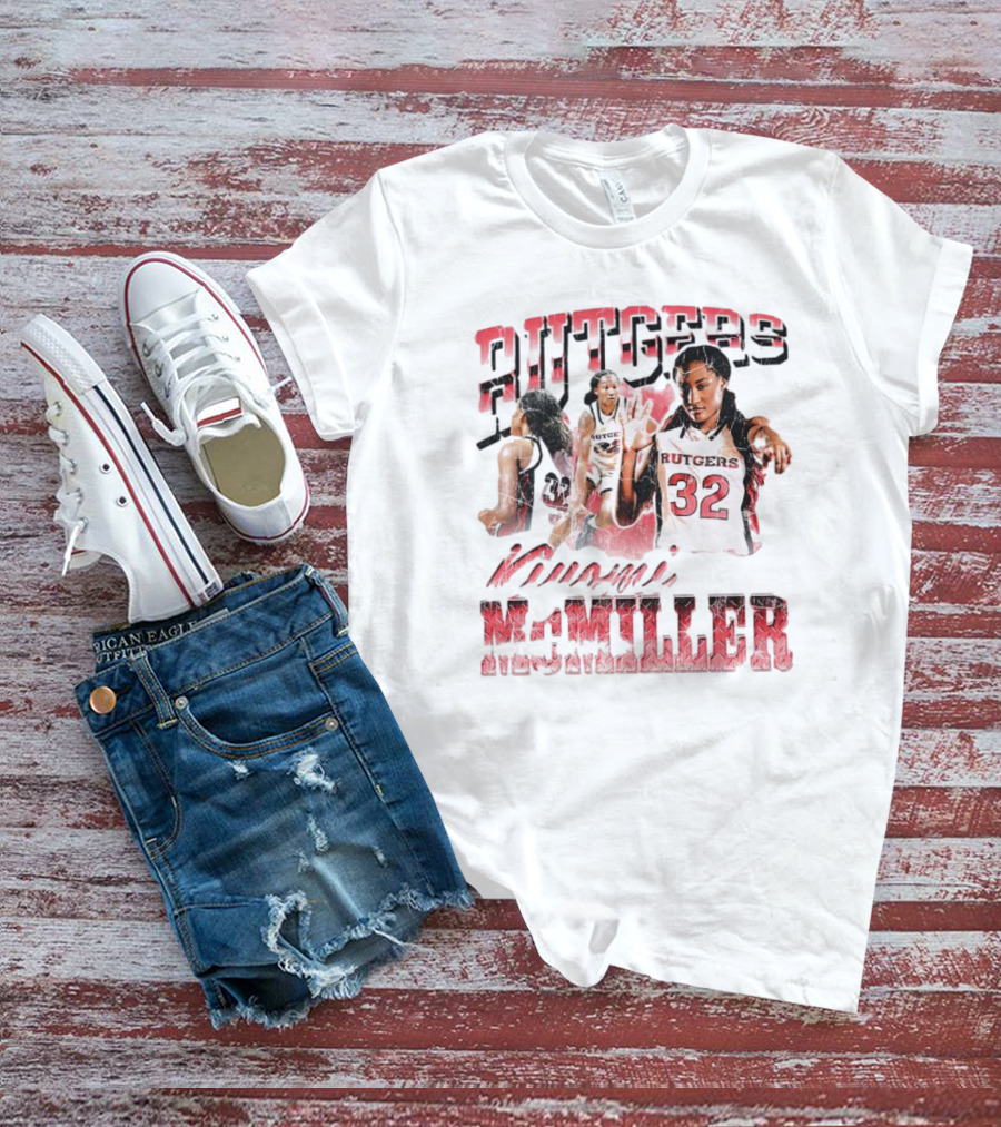 Rutgers Scarlet Knights Kiyomi McMiller 90s Retro Basketball Action 32 T-Shirt