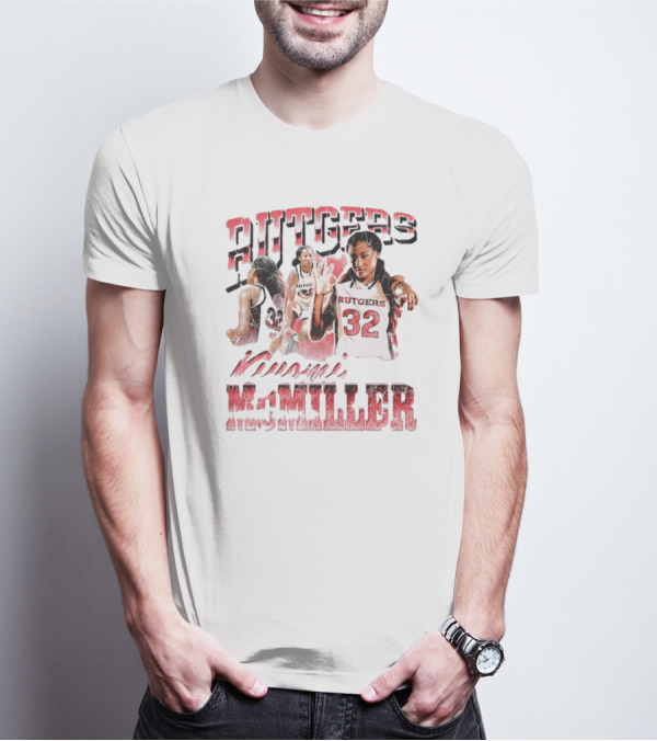 Rutgers Scarlet Knights Kiyomi McMiller 90s Retro Basketball Action 32 T-Shirt