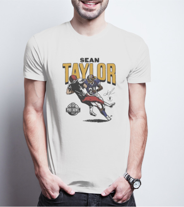 Sean Taylor NFL Pro Bowl 2007 Caricature Signature Washington Commanders T-Shirt