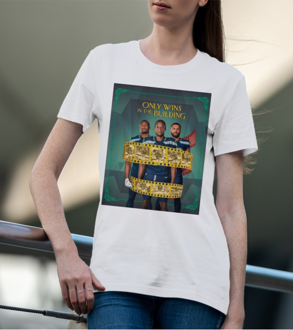 ONLY WINS IN THE BUILDING SEATTLE SEAHAWKS FILM STRIP BACKGROUND T-Shirt