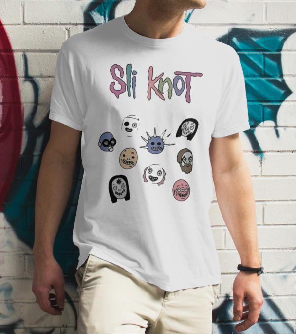 Sli Knot Cartoon Faces Collection From Custer T-Shirt