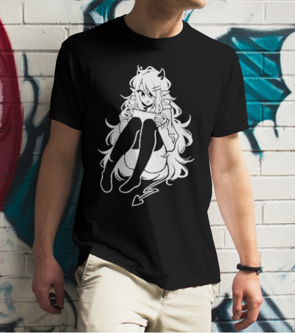 Meg Maybe Idk Anime Demon Girl Sitting With Heart Tail T-Shirt