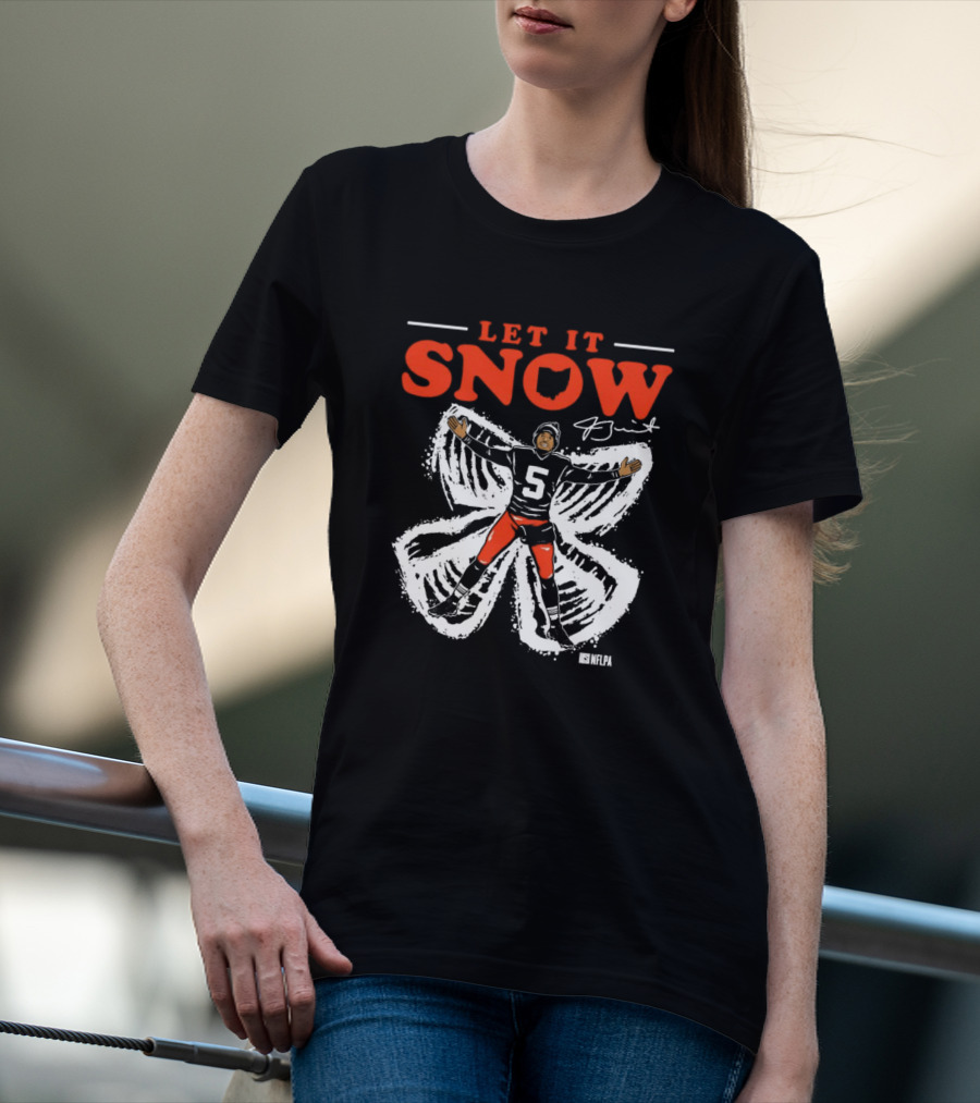 Let It Snow NFLPA Signature Snow Angel Number 5 T-Shirt