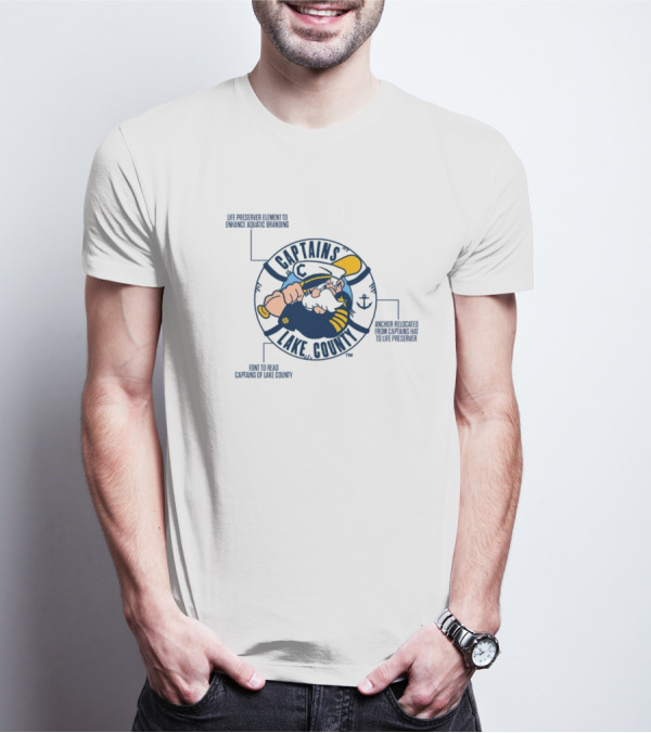 Captains Lake County Life Preserver Element Font Enhanced Aquatic Branding T-Shirt