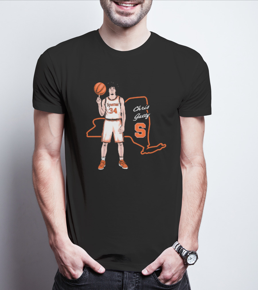 Chris Gatty Syracuse Number 34 Basketball New York Orange S T-Shirt