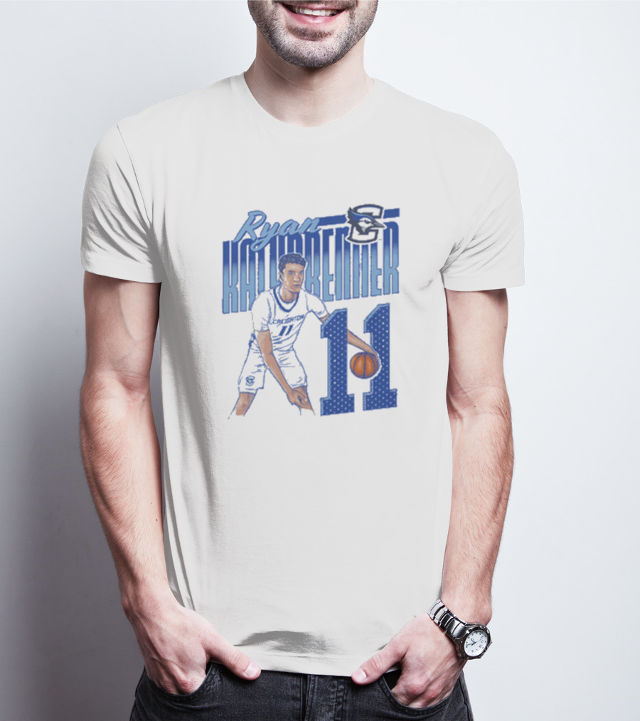 Ryan Kalkbrenner Creighton Bluejays Number 11 Cartoon Big East Conference T-Shirt