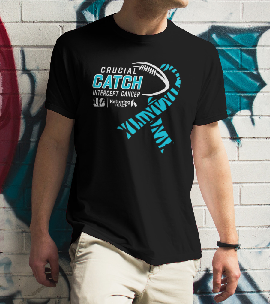 Crucial Catch Intercept Cancer Cincinnati Bengals Kettering Health Cyan T-Shirt