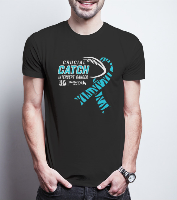 Crucial Catch Intercept Cancer Cincinnati Bengals Kettering Health Cyan T-Shirt