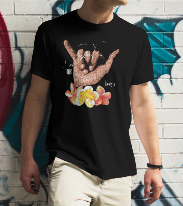 Shaka Hand Huskers Dylan Raiola Signature With Flowers And DR T-Shirt