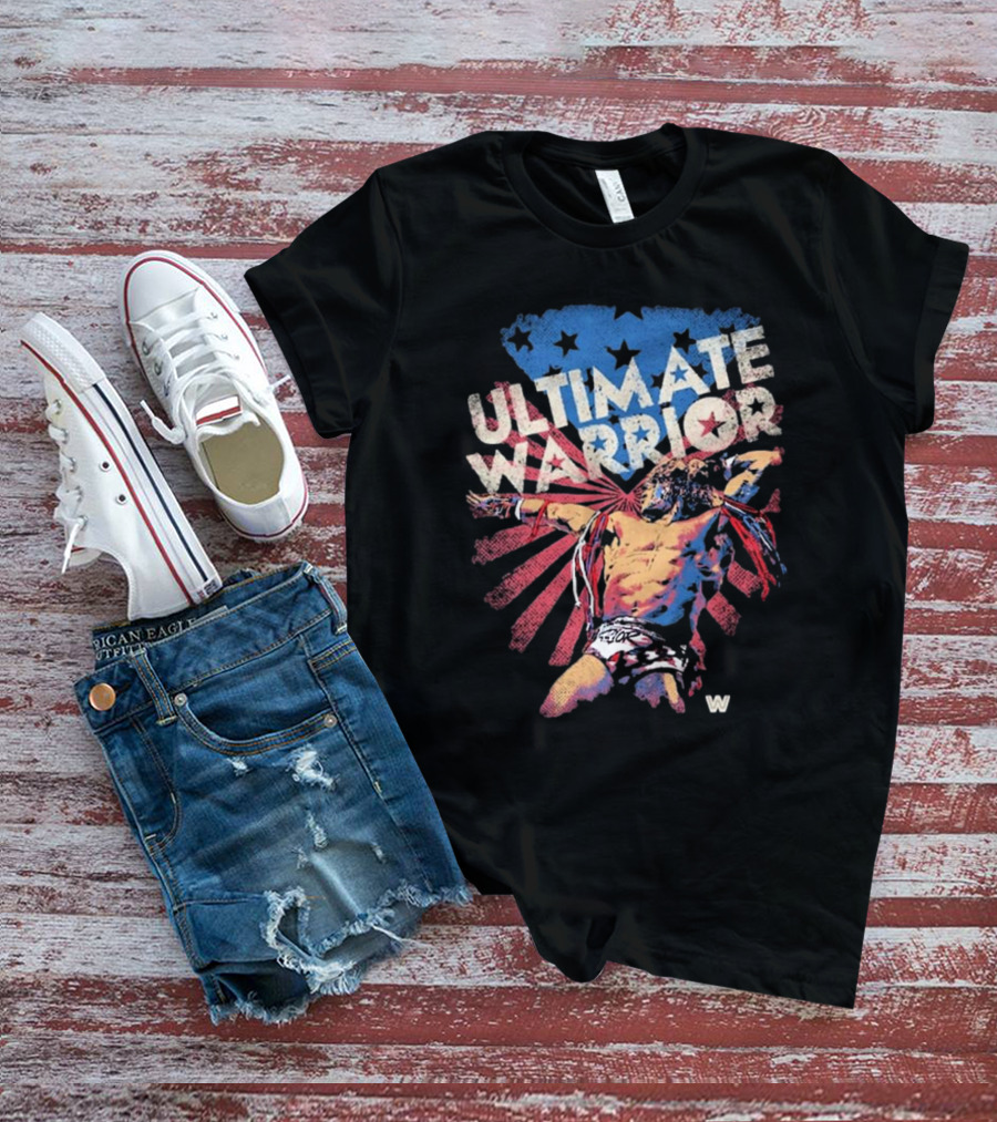 ULTIMATE WARRIOR American Flag Stars Stripes Wrestler T-Shirt
